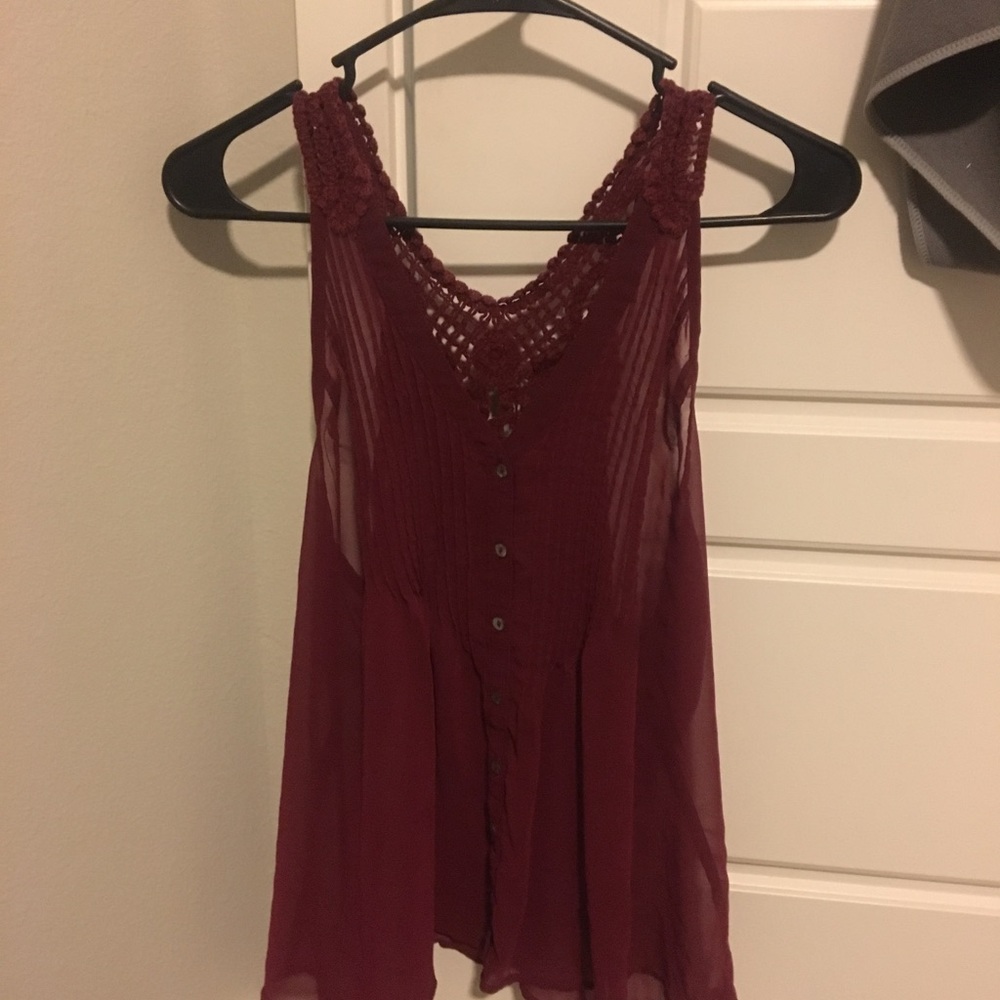Maroon chiffon tank top
